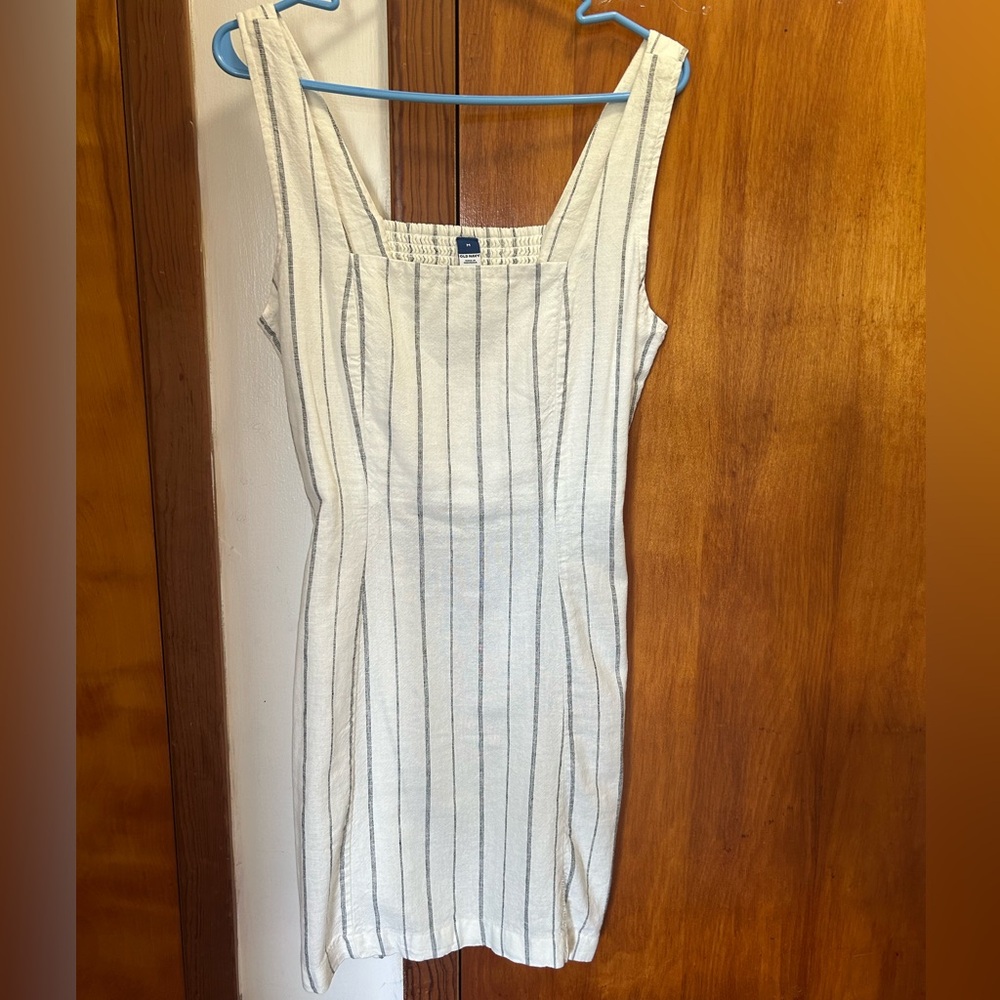 Old Navy Linen Black and White Striped Dress